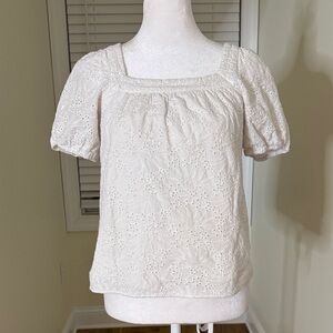 LOFT Cream Eyelet Blouse